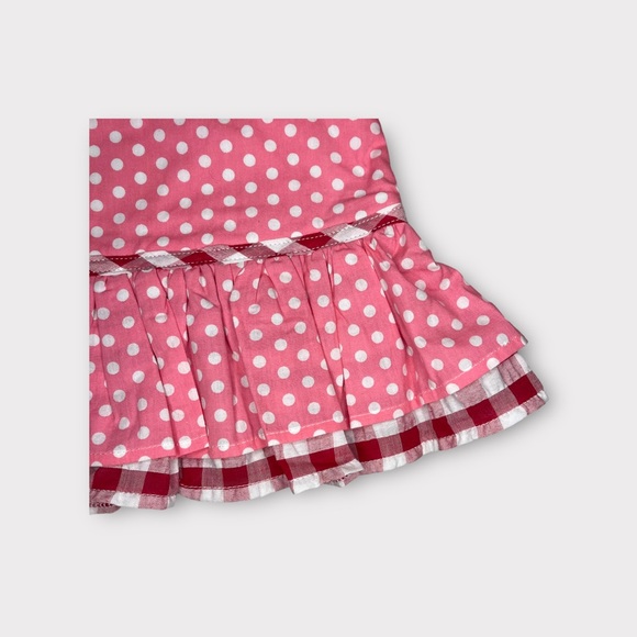 Lil Cactus Polkadot Heart Eyelet Trim Pink Pinafore Dress - Picture 3 of 5